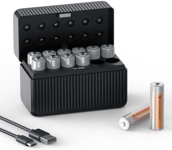 K&F CONCEPT 12-Pack Rechargeable Lithium AA Batteries with Charger