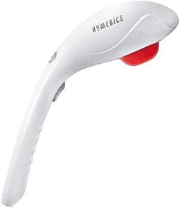 Homedics, Cordless Percussion Body Massager with Soothing Heat Lightweight, Handheld, Ergonomic with 2 Intensity Settings and Rechargeable Battery (White)