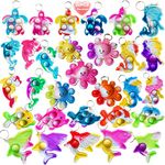 30 Packs Rainbow Bulk Ocean Mini Pop Fidget Keychain Bubble Gift for Boys Girls Birthday Holiday Party Favors, Small Classroom Student Rewards Prizes