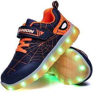 YUNICUS Led Light Up Shoes Lightweight Breathable Fashion Sneakers for Girls Toddlers Little Kids Multicolor Size: 9.5 Toddler Blue/Orange