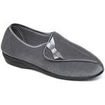 Dr Keller Womens Slippers Ladies Orthopaedic Wide Fit Warm Lined Shoes Winter Slipper Adjustable Touch Fastening Comfy Warm Lined Classic Soft Closed Toe Fluffy Casual Comfortable Shu (Leith2 Grey, 5)