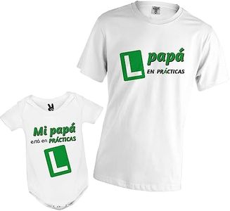 PROMO SHOP - Body Bebé y Camiseta Mujer o Hombre (a elegir lo que prefieras) Personalizado con Nombre o Parentesco en Prácticas: Papá, Mamá, Abuelo/a, Regalo Original Recién nacidos y Primerizos