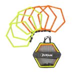 ZUKAM Hex Agility Rings for Speed Training & Agility Footwork Training Speed Hurdles Ladder with Carrying Bag (6 Rings)