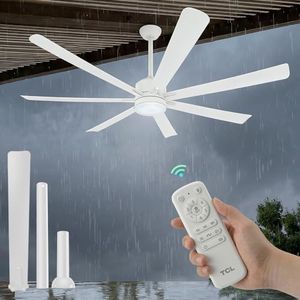 TCL 72 Inch Large Ceiling Fan with Lights and Remote, Waterproof Indoor/Outdoor, Black Modern, 6 Speed Reversible, Quiet DC Motor, 3 CCT, For Living Room, Patio, Garage and bedroom.