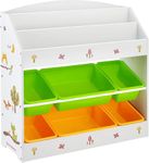 Songmics Childrens GKR44WTV1 Storage Cabinet, 3-Tier Bookshelf and 6 Removable Storage Containers for Nursery Storage Cupboard - Multicoloured, White