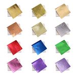 KINNO 12 Colors Imitation Gold Leaf Sheets Multi-Color Gold Leaf Paper - 600 Pieces for Arts Decoration, DIY Crafts, Furniture, Nails, Paintings 3.15 by 3.35 Inches