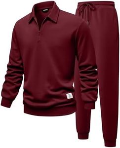 JMIERR Mens Outfits Track Suits 2 Piece Set Long Sleeve Quarter Zipper Polo Shirt& Joggers Sweatpants with Pockets, Fall Tracksuit Sweatsuits Matching Lounge Sets, Red, XL
