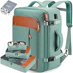 Carry on Backpack, Extra Large 40L Flight Approved Travel Backpack for Men & Women,Expandable Large Suitcase Backpacks with 4 Packing Cubes (Green)