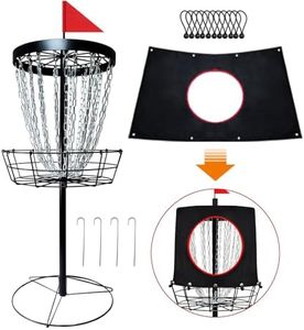YDDS Disc Golf Baskets - Portable Disc Golf Target with Heavy Duty 24-Chains Disc Golf Course Basket, Come with Disc Golf Putting Target, 6pcs Disc Golf Discs with Carry Bag