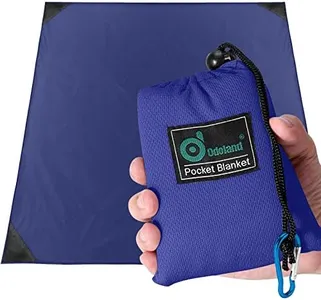 Odoland Pocket Blanket Picnic Blanket, 71" x 63" SandProof Waterproof Outdoor Beach Blanket with Portable Bag, Foldable Lightweight Sand Free Quick Drying Beach Mat for Hiking Camping Travel, Blue