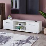 Vida Designs Cosmo TV Unit 2 Door Modern Gloss Matte MDF Living Room Cabinet Media Stand Furntiure White 140cm