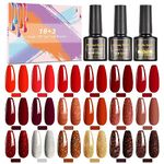 SHOWNAIL Gel Nail Polish, 21Pcs Sparkle Red Gel Polish Soak Off Gel Nail Polish Set with Base Glossy Matte Top Coat, Classic Red Gel Nail Polish Colour Nail Art Starter Manicure Salon DIY,8ml