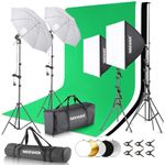 NEEWER Photography Lighting Kit with Backdrops,8.5x10ft Backdrop Stands,5700K 800W Equivalent 24W LED Umbrella Softbox Continuous Lighting,60cm Light Reflector, Photo Studio Equipment for Video Shoot