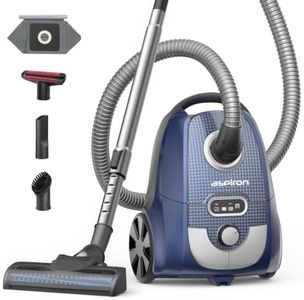 Aspiron Canister Vacuum, 1600W/40Kpa Canister Bagged Vacuum,4QT Dust Bag, H13 HEPA Filter, 5 Tools, Pet-Friendly,Variable Power Control,for Carpets, Hardwood Floors, Stairs, Pet Hair, Household,Car