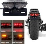 Motorcycle Tail Light Integrated Running Brake Stop Light Dual Eye Turn Signals Lamp Black with License Plate Bracket for Harley Honda Yamaha Suzuki Kawasaki