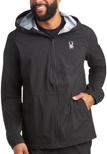 Spyder Mens Rain Jacket - Waterproof Lightweight Hooded Windbreaker, Outerwear Jacket for Golf, Hiking and Outdoor (S-XL), Size Large, Black