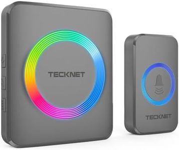 TECKNET Wireless Doorbells for Home, IP65 Waterproof 1,970Ft 120dB Door Bell Ringer Wireless for Classroom with 60 Chimes & 5 Volume Levels, RGB Flash