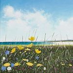 Wildflower and landscape greeting card. Across the Machair by Heather Blanchard