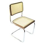 Marcel Breuer Cesca Cane Cantilever Side Chair w/Chrome Frame & Walnut Wood (Made in Italy)