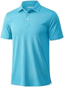 MAGCOMSEN Men's Polo Shirts Short Sleeve Athletic Pique Golf Shirt Dry Fit Performance Casual Work Polos for Men Ice Blue