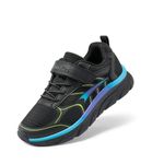 DREAM PAIRS Boys Girls Tennis Running Shoes Kids Breathable Athletic Sports Gym Sneakers for Little/Big Kid,Size 1 Little Kid,BLACK/BLUE,SDRS2326K