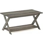 Furinno Modern Simplistic Criss-Crossed Coffee Table, 35.4 in x 19.6 in x 16 in, French Oak Grey