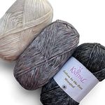 Cotton to The Core Medium Weight #4, Assorted Multi-Color Variety Craft Pack, Extra Soft Baby Cotton Yarn for Knitting Crocheting Blankets, Heathered, 3 Skeins, 654yds/300g (Snowy Night)