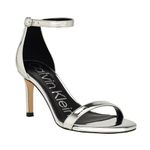 Calvin Klein Women's Fairy Heeled Sandal, Silver Mirror Metallic 098, 7