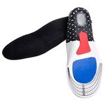 FreshDcart Unisex Gel Orthotic Sports Shoe Insoles - Breathable Athletic Sport Pads with Arch Support - Shock Absorbing Inserts for Comfort & Pain Relief Black