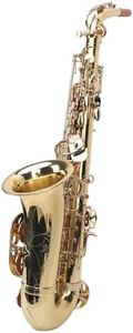 Eb Alto Saxophone, Professional Brass Saxophone Kit with F Key Bass U Tube Engraving Curved Neck for Beginners Students Musicians Live Performance Practice Studio Recording