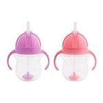 Munchkin Click Lock Tip & Sip Straw Cup Set, Baby & Toddler Sippy Cups, BPA Free Non Spill Cup, Dishwasher Safe Baby Cup, Weighted Straw Children Cups, Baby Bottle - 7oz/207ml, 2pack, Pink/Purple