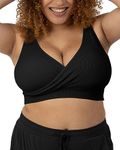 Kindred Bravely Sublime Adjustable Crossover Busty Nursing Bra | Wireless Maternity Bra for F, G, H, I Cups (Black, X-Large-Busty)