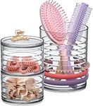 Amazing Abby - Intrigue - Acrylic Headband Organizer, Plastic Hairbrush Holder, Stackable Container for Hair Accessories and Beauty Supplies, Perfect Storage for Vanity and Bathroom, Crystal Clear