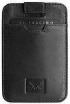 AL FASCINO Leather Credit Card Holder -Slim Minimalist Front Pocket RFID Blocking Leather Wallets for Men Women (Jet Black)