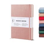 Beechmore Books Blank Sheet Music Notebook - A4 Pink 156 Thick Pages 8.2 x 11.6 inch| 10-Staff Hardcover Vegan Leather 120gsm Composition Manuscript Paper - Boxed for Gifts Writers, Musicians