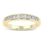 FACETS JEWELS Princess Cut Channel Set Moissanite Wedding Band For Women 0.6 Carat VVS Moissanite Dainty Gold Stackable Ring Yellow, Rose, White Gold, Gemstone, Moissanite