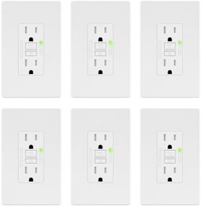 LIDER 15A GFCI Outlet, Tamper-Resistant Receptacle with Self-Test, LED Indicator, Anti-Interference (No-False-Trip) Protection, Screwless Wall Plate, ETL Listed, Thermoplastic, Matte White, 6-Pack