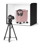 Amazon Basics Light Box Photography, 63.5 x 76.2 x 63.5 cm Large Portable Foldable Photo Studio Box with LED Light, 1 Piece, Black