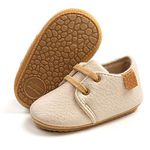 RVROVIC Baby Boys Girls Sneakers Anti-Slip Oxford Loafer Flats Infant Toddler PU Leather Soft Sole Baby Shoes(6-12 Months Infant,1-Beige)