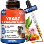 Natural Yeast Support for Dogs and Cats – Probiotic & Herbal Ear Comfort Oral Drops – Itchy Skin Relief, Hot Spots, Sensitive Ears, Coat & Skin Wellness – All Breeds – 2 fl oz / 60 mL