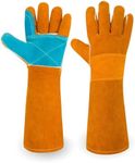 MOUTCLMB Animal Handling Gloves Bite Proof,17.7 Inches Welding Gloves,Double Leather Reinforced Padding Dog,Pet Gloves for Cat Dog Bird Falconry Snake