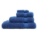 Jasmin Elinor LUXURY SUPREME 500 GSM 100% EGYPTIAN COTTON SATIN STRIPE TOWELS (Hand Towel, Blue)