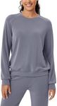 ODODOS Modal Soft Raglan Long Sleeves Sweatshirts for Women Oversized Crew Neck Pullover Tops, Purple Gray, X-Small