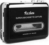 Reshow Cassette Tape Player, Portable Tape Player Audio Cassette to Digital Converter, Convert Cassette Tape Recorder to iPod Format Compatible with Laptops and Personal Computers (Black)