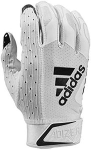 adidas Adizero 9.0 Adult Football Gloves, Large, White/Black - Receivers Gloves with Added Grip