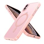 DUEDUE for iPhone X Case iPhone Xs Case Compatible with MagSafe Magnetic Case Slim Cover Protective Shockproof Translucent Matte Phone Cases for iPhone X/XS 5.8 Inch 2018 Pink