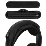 Geekria Medium Velour Hook and Loop Headband Cover + Headband Pad Set/Headband Protector with Zipper/No Tool Needed, Compatible with Medium Sized Headphones (Black)