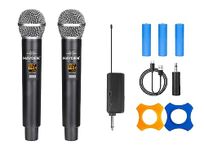 hayden HY-59 Dual Wireless Mic, Microphone, UHF karaoke dynamic mic with type C rechargeable Receiver & hand mike System 6.35mm jack, 30-50 meter cordless range (Dual Microphone)