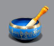 eSplanade - 5 inches - Singing Bowl Tibetan Buddhist Prayer Instrument With Striker Stick | OM Bell | OM Bowl | Meditation Bowl | Music Therapy (blue)