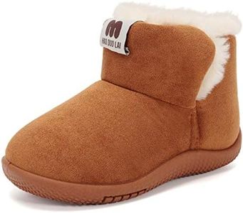 KEESKY Boots for Girls Suede Fur Lined Winter Warm Outdoor Footwear Brown Toddler Size 6 M